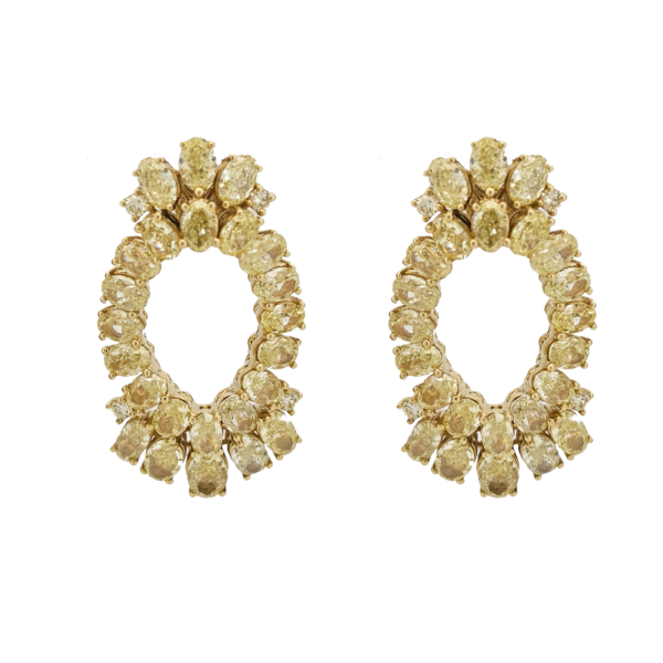 DΕ025- Σκουλαρίκια με Κίτρινα Διαμάντια Multi Shape Cut 8.94 Cts- Κίτρινο Χρυσό Κ18