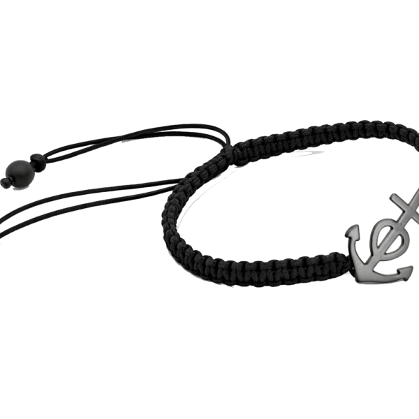 PRB011 - Βραχιόλι μακραμέ Καστελλορίζου σε Λευκό Χρυσό  Κ14 με μαύρο πλατίνωμα