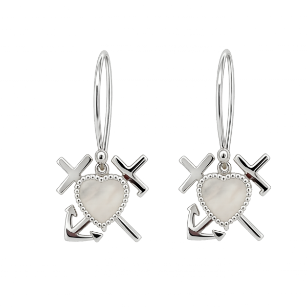 PRE010 -Σκουλαρίκια Καστελλορίζου σε Λευκό Χρυσό Κ14 με Φίλντισι