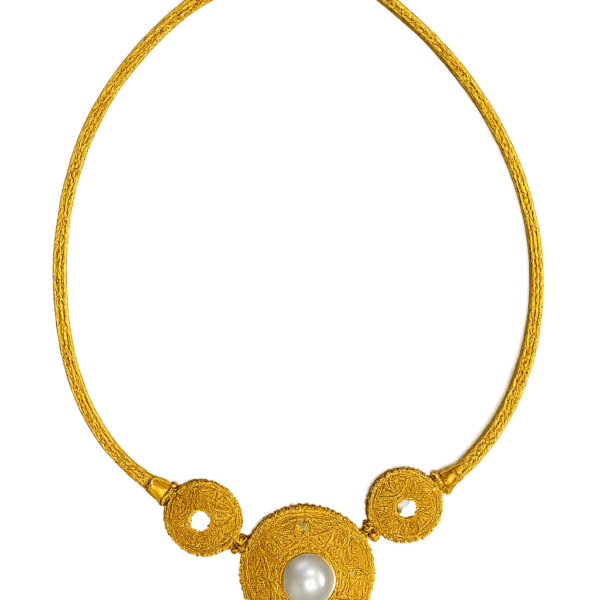 PRN003 - Κολιέ Μπούκλα Καστελλορίζου με Μαργαριτάρι Νοτίων Θαλασσών σε Κίτρινο Χρυσό Κ18