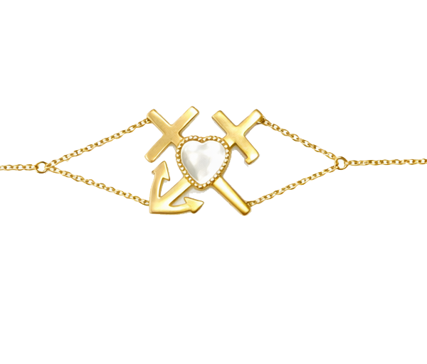 Βραχιόλι Καστελλορίζου σε  Κίτρινο Χρυσό Κ14 με Φίλντισι