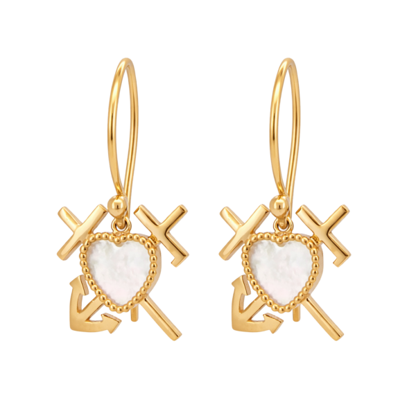 PRE011 -Σκουλαρίκια Καστελλορίζου σε Κίτρινο Χρυσό Κ14 με Φίλντισι