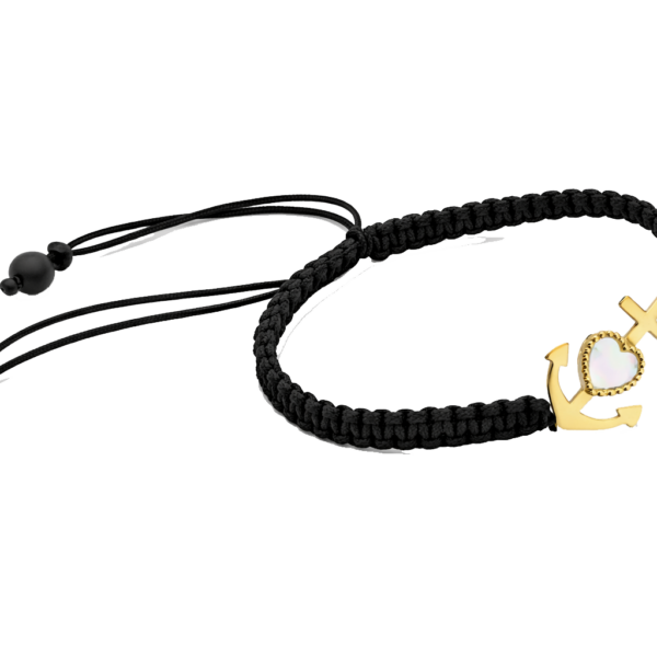 PRB013 - Βραχιόλι μακραμέ Καστελλορίζου με Φίλντισι σε Κίτρινο Χρυσό Κ14