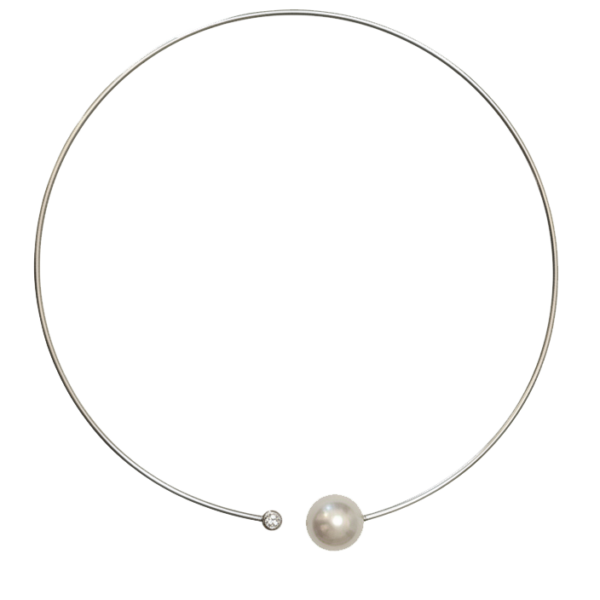Ν76- Κολιέ με Μαργαριτάρι Νοτίων Θαλασσών 14-15 mm - Λευκό Διαμάντι Brilliant cut 0.11 cts