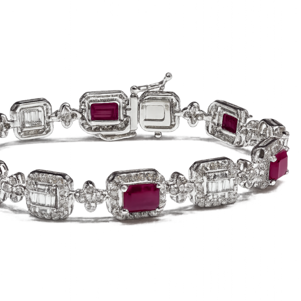 DB021- Βραχιόλι με Ρουμπίνια και Λευκά Διαμάντια