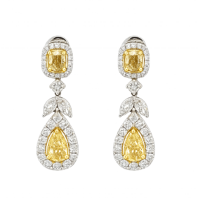 Σκουλαρίκια με λευκά και κίτρινα διαμάντια Pearls Center