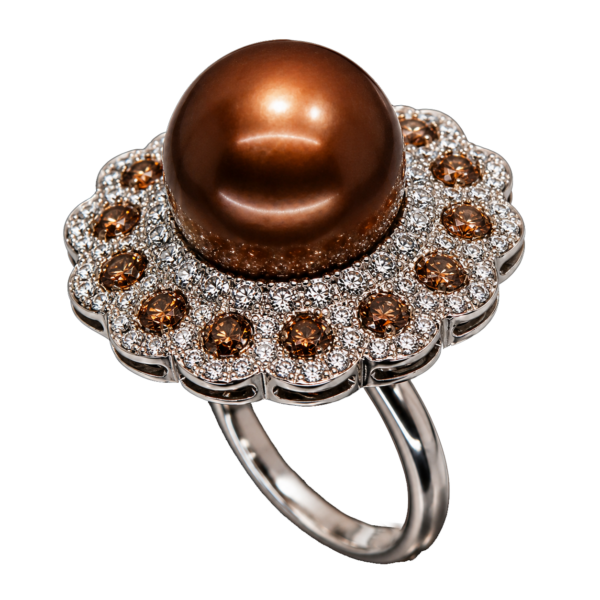 R259 - Brilliant Cut White Diamonds 1,62Ct - Brilliant Cut Brown Diamonds 1,76Ct - South Sea Pearl 14,5mm
