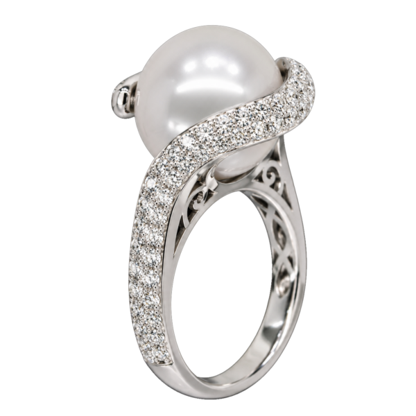R084 - Λευκά Διαμάντια 1,42Ct - Μαργαριτάρι Νοτίων Θαλασσών 14-15mm