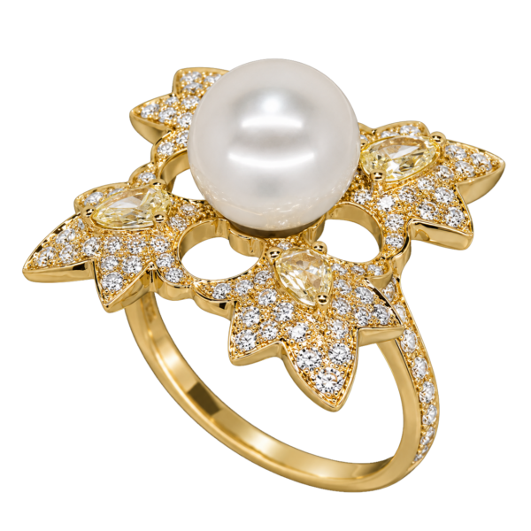 R193 – Λευκά Διαμάντια 0,75Ct - Διαμάντια Rose Cut 0,67Ct - Μαργαριτάρια Ακόγια Ιαπωνίας 9-9,5mm