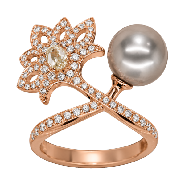 R191 – Λευκά Διαμάντια 0,75Ct - Διαμάντια Pear Cut 0,20Ct - Μαργαριτάρι Ταϊτής 10-11mm