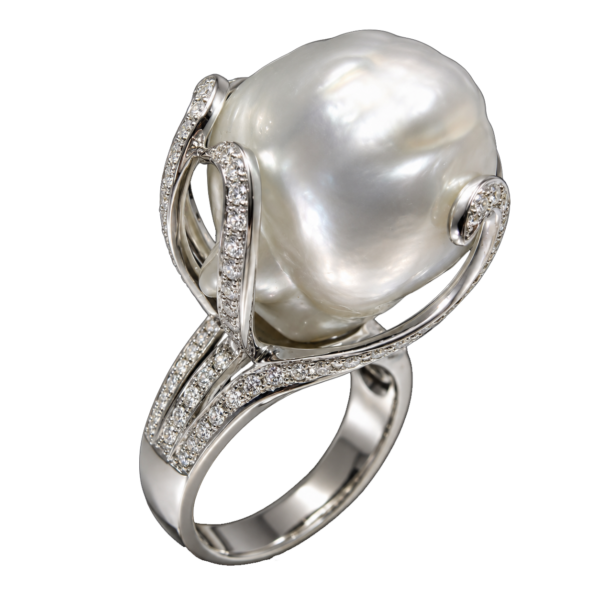 R240 - Brilliant Cut Diamonds 0,99Ct - Baroque South Sea Pearl 16,6mm