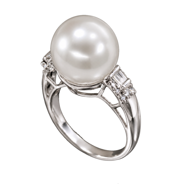 R131 - Baguette Cut Diamonds 0,25Ct - South Sea Pearl 12-13mm