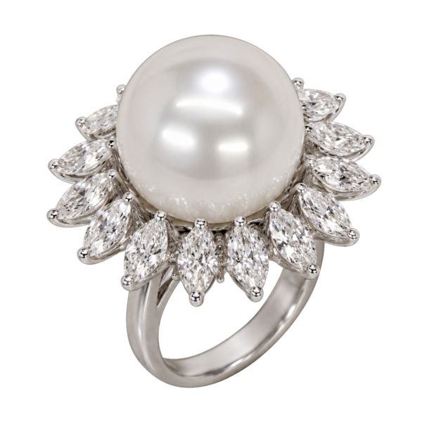 R160 - Marquise Cut Διαμάντια 5,53ct - Μαργαριτάρι Νοτίων Θαλασσών 18mm