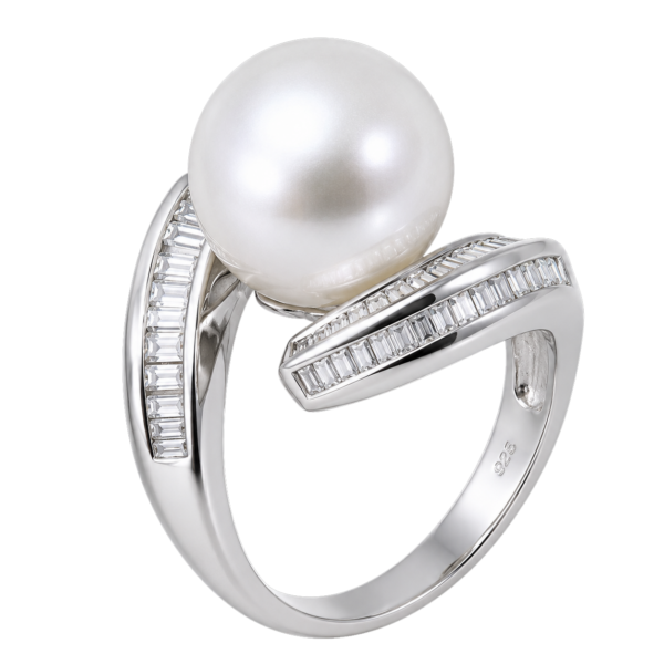 R007 - Μπαγκέτες Διαμάντια 0,854Ct - Μαργαριτάρι Νοτίων Θαλασσών 12mm