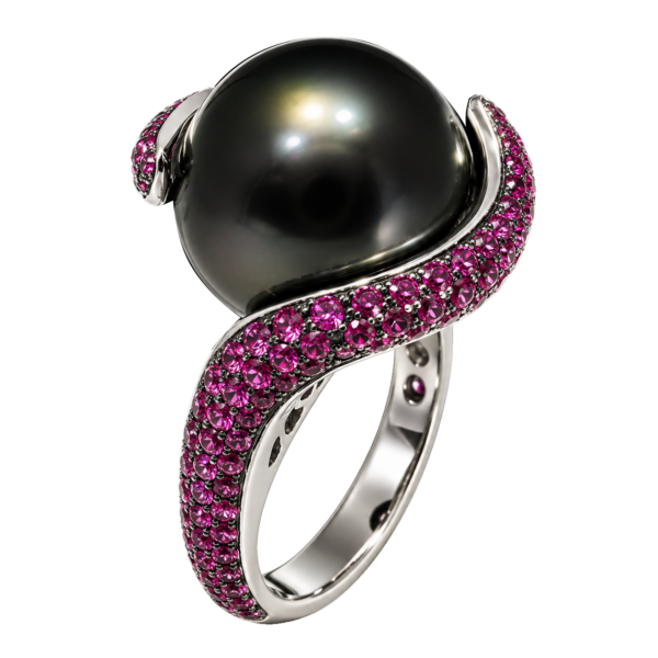 R015 - Ρουμπίνια 1,39Ct - Μαργαριτάρι Ταϊτής 13,50mm