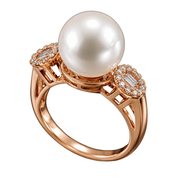 R117 – Brilliant Cut Diamonds 0,147Ct - Baguette Cut Diamonds 0,069Ct - South Sea Pearl 11-12mm