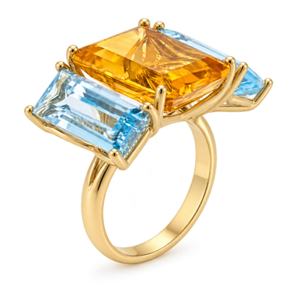 DR081- Δαχτυλίδι Κίτρινος Χρυσός- Citrine- Topaz
